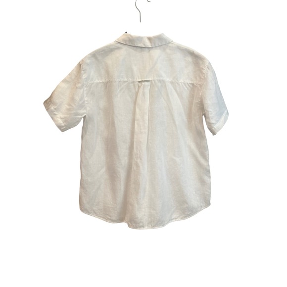 Lafayette 148 New York White Linen Short Sleeve Button Up Shirt Size S - Picture 4 of 5